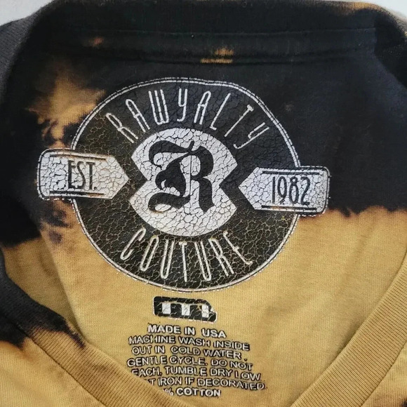 Rawyalty Couture Skull Biker V-Neck T-Shirt Medium - Picture 3 of 3